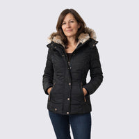 Faux Fur Trim Hooded Puffer Jacket for Women