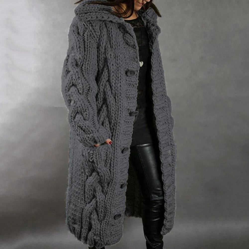 Dayanara | Women’s Oversized Cable Knit Button Cardigan