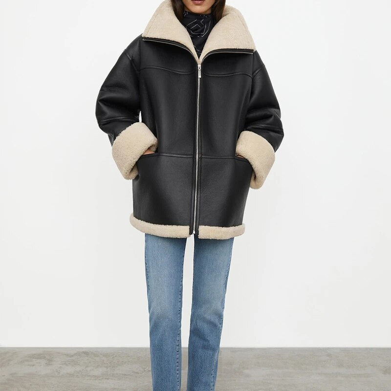 Shearling Aviator Jacket for Women