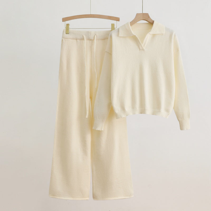 Cozy Knit Lounge Set – Soft Sweater & Wide-Leg Pants for Effortless Style