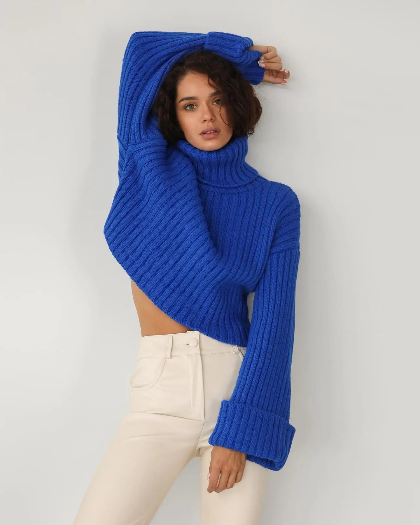 Ribbed Turtleneck Sweater for Women – Cozy Winter Pullover