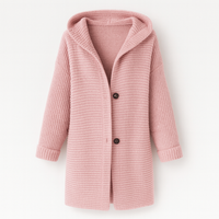 Elegant women's cardigan with hood - cashmere Look