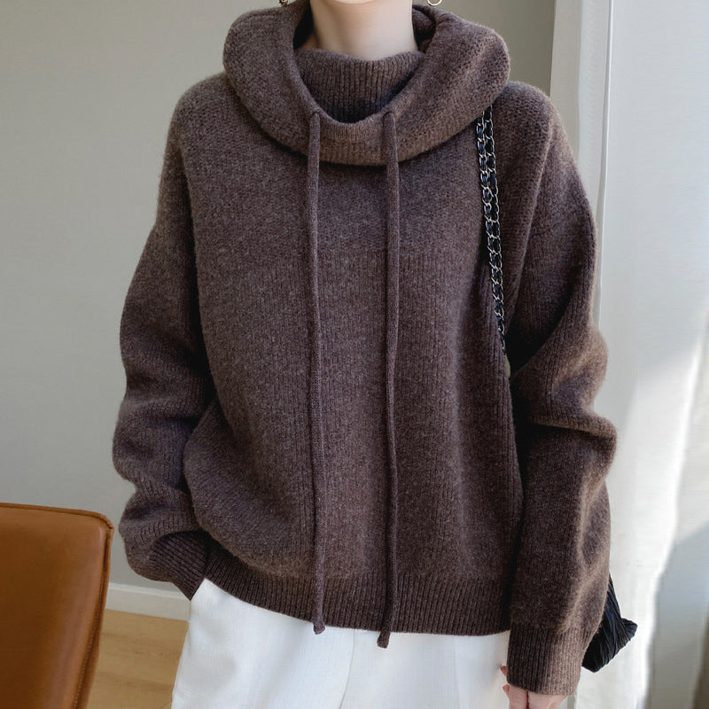 Women’s 100% Wool Knit Hoodie – Soft Relaxed Fit Hooded Jumper for Autumn & Winter