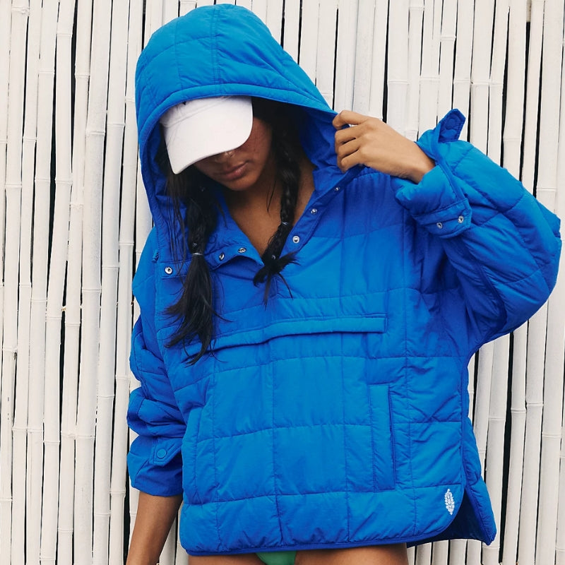 Lightweight Pullover Puffer Jacket for Women – Hooded, Water-Resistant Insulated Layer for Everyday Wear