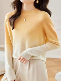 Women’s Gradient Knit Sweater – Crew Neck Lightweight Polyester Jumper