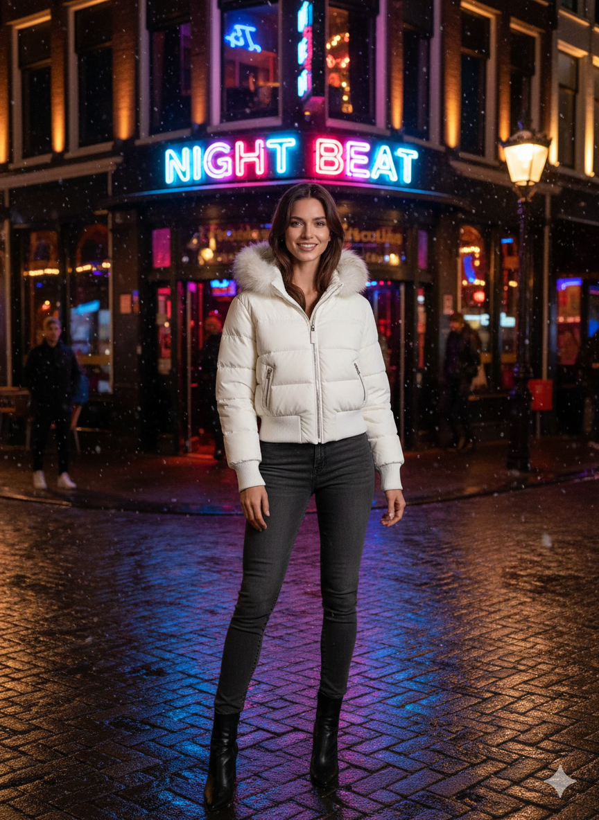Faux Fur Hood Puffer Jacket for Women