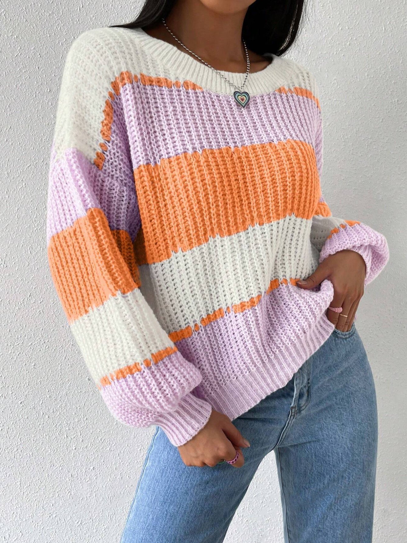 Striped women's sweater with cozy comfort