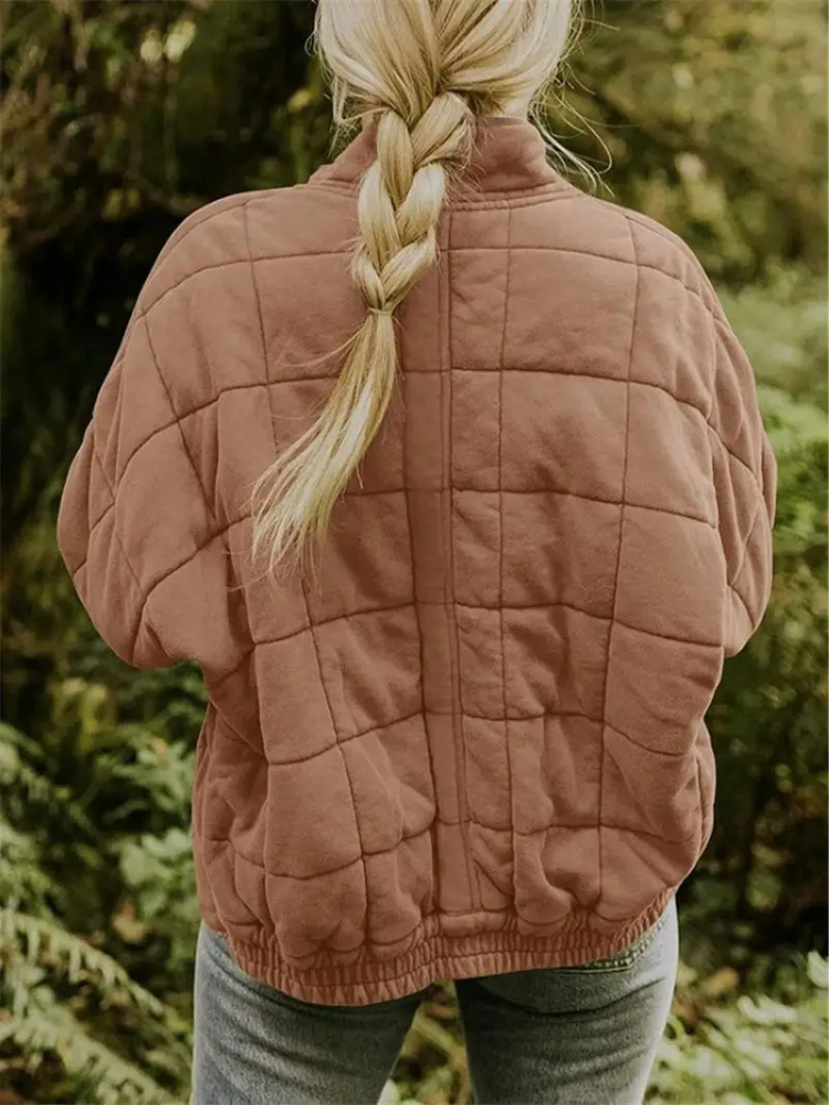 Women’s Quilted Jacket – Lightweight Padded Block Stitch Coat