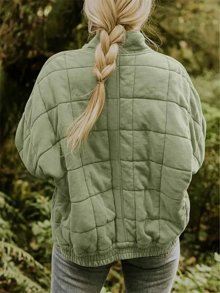 Women’s Quilted Jacket – Lightweight Padded Block Stitch Coat