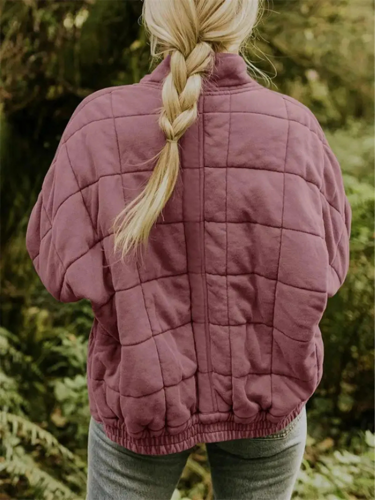 Women’s Quilted Jacket – Lightweight Padded Block Stitch Coat