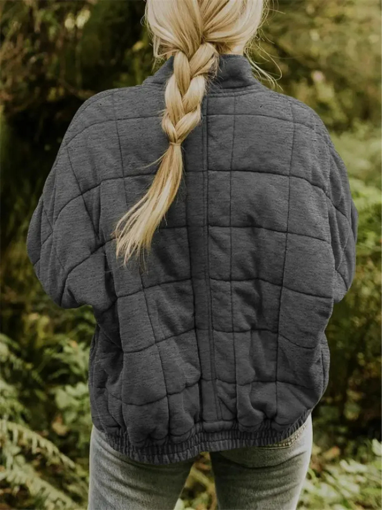 Women’s Quilted Jacket – Lightweight Padded Block Stitch Coat