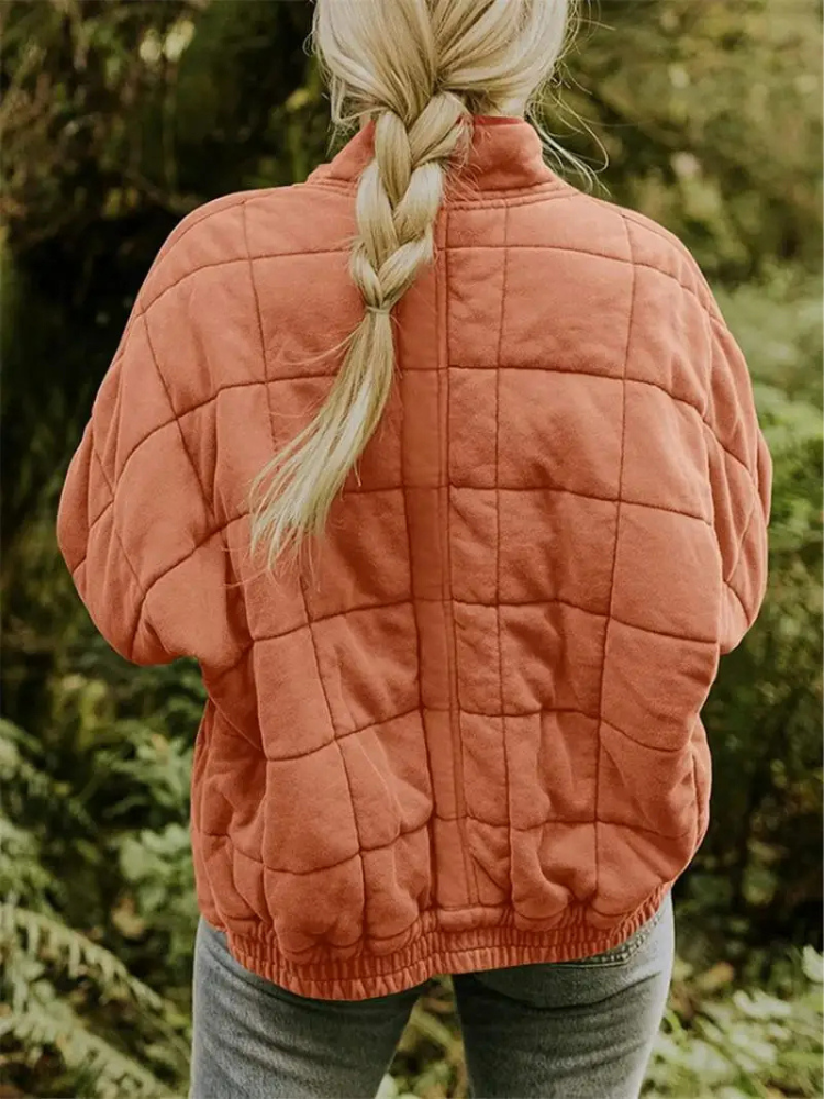 Women’s Quilted Jacket – Lightweight Padded Block Stitch Coat