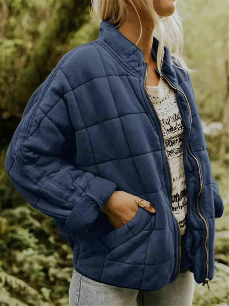 Women’s Quilted Jacket – Lightweight Padded Block Stitch Coat