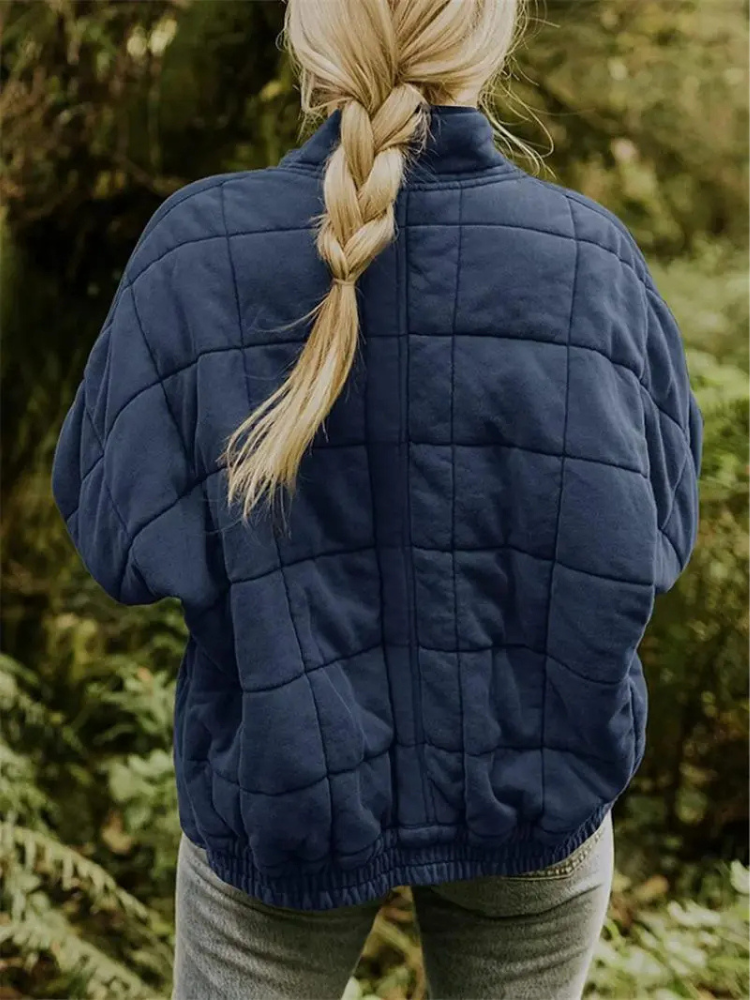 Women’s Quilted Jacket – Lightweight Padded Block Stitch Coat