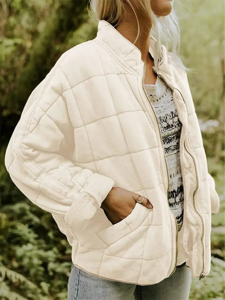 Women’s Quilted Jacket – Lightweight Padded Block Stitch Coat