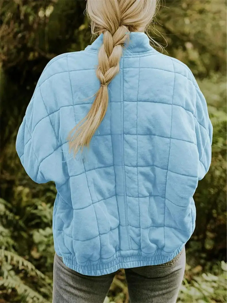 Women’s Quilted Jacket – Lightweight Padded Block Stitch Coat