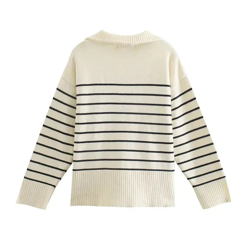 Striped Long Sleeve Sweater for Women