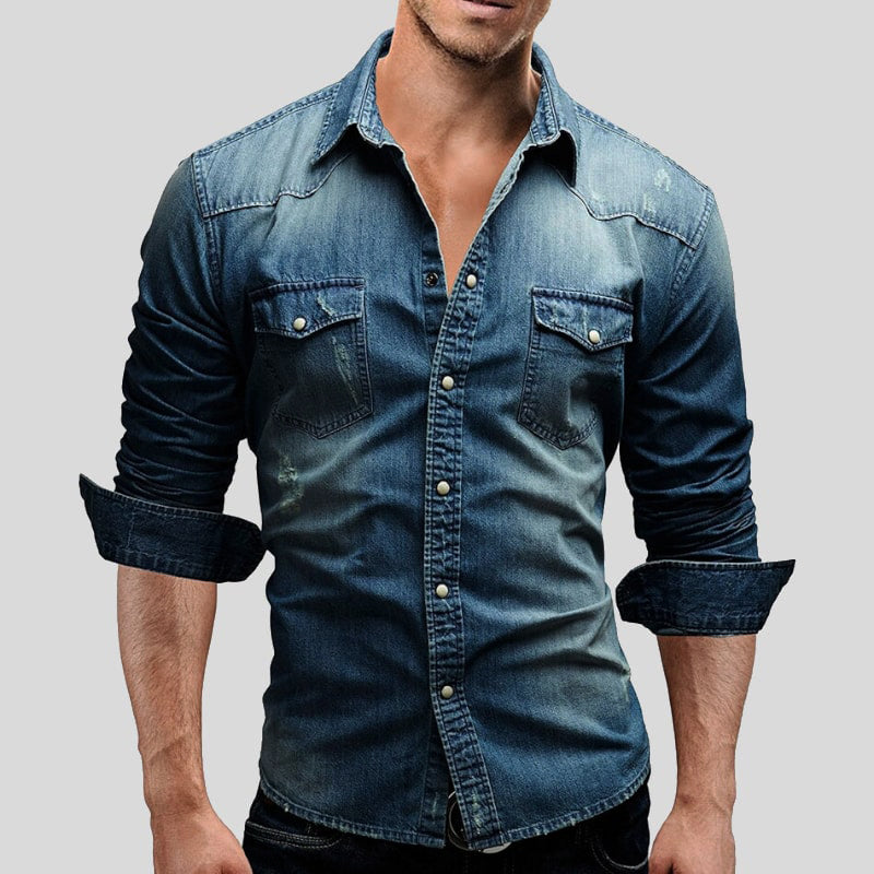Holdine | Men’s Vintage Denim Shirt – Multiple Colors