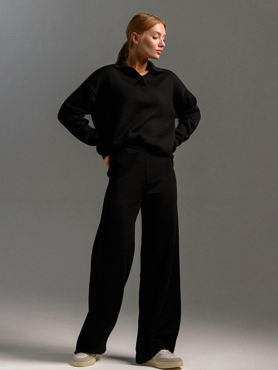 Honeylou | Women’s Collared Two-Piece Relaxed Fit Lounge Set