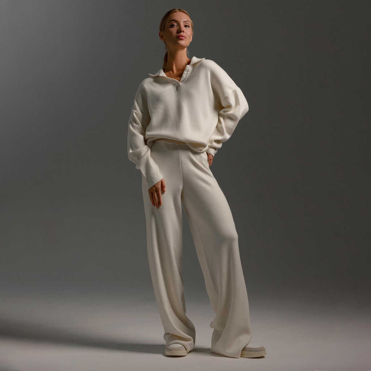 Honeylou | Women’s Collared Two-Piece Relaxed Fit Lounge Set