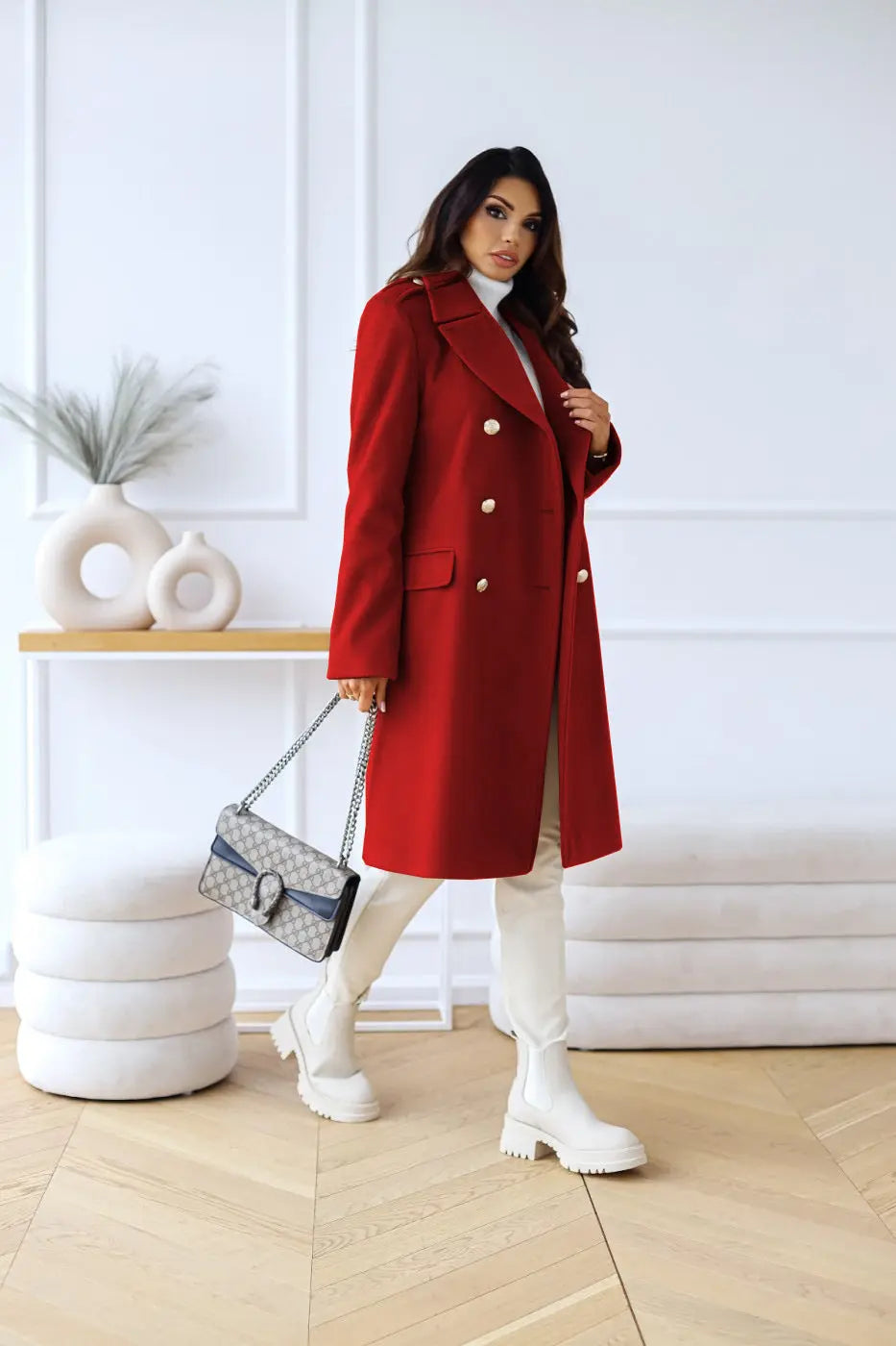Hunder | Women’s Double-Breasted Wool Coat – Stylish & Comfortable