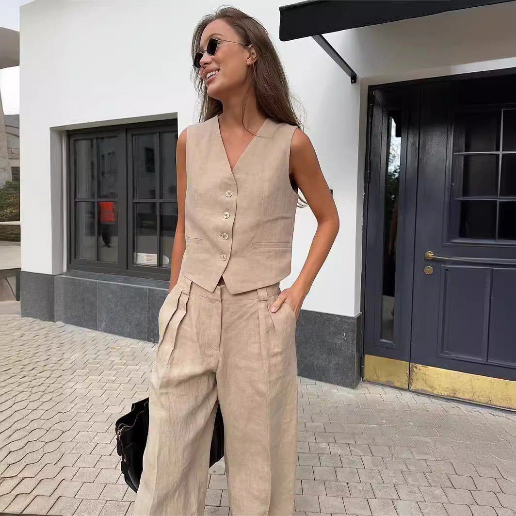 Jamaicah | Women’s Sleeveless Vest & Wide-Leg Pants Set