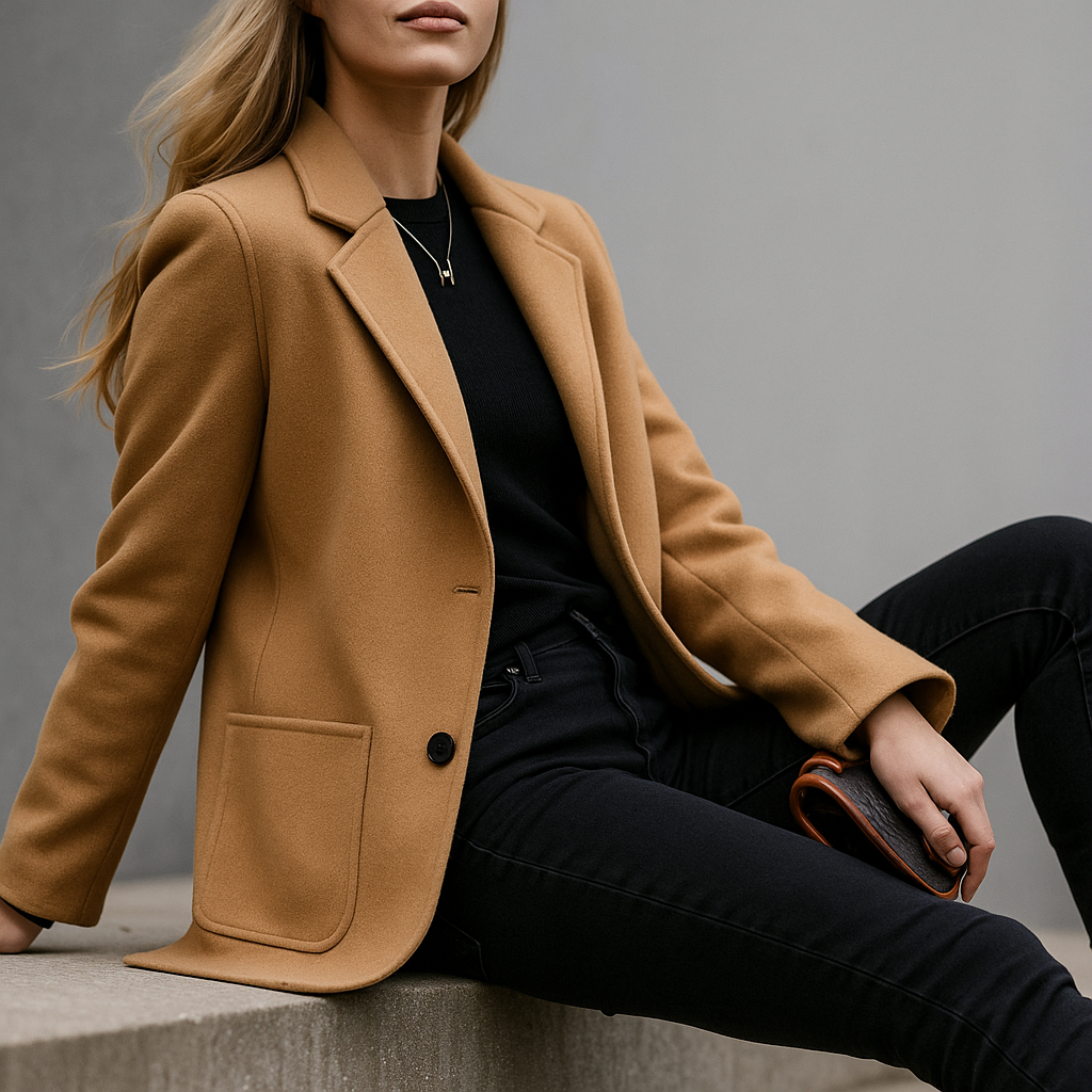 Women’s Tailored Blazer – Structured Polyester Jacket for Smart Everyday Wear