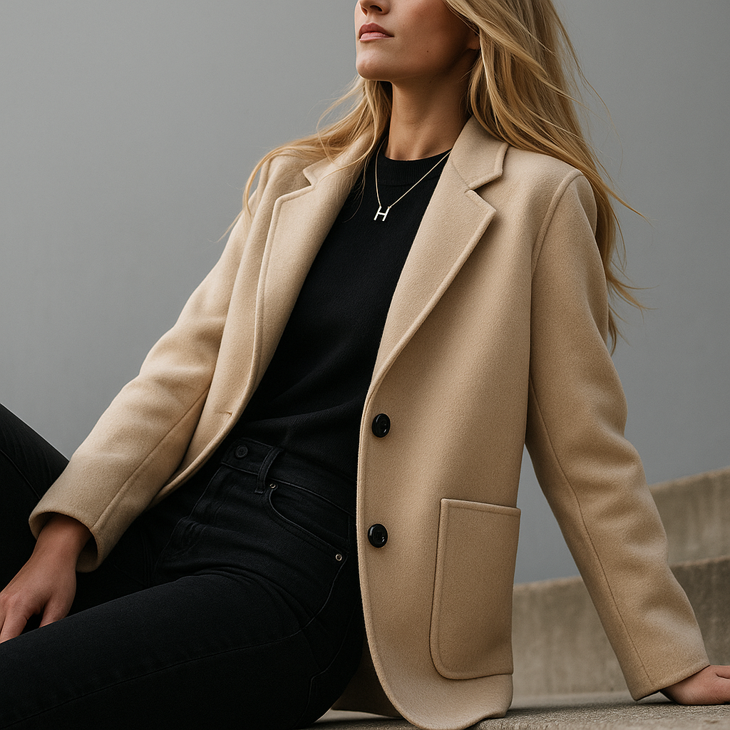 Women’s Tailored Blazer – Structured Polyester Jacket for Smart Everyday Wear