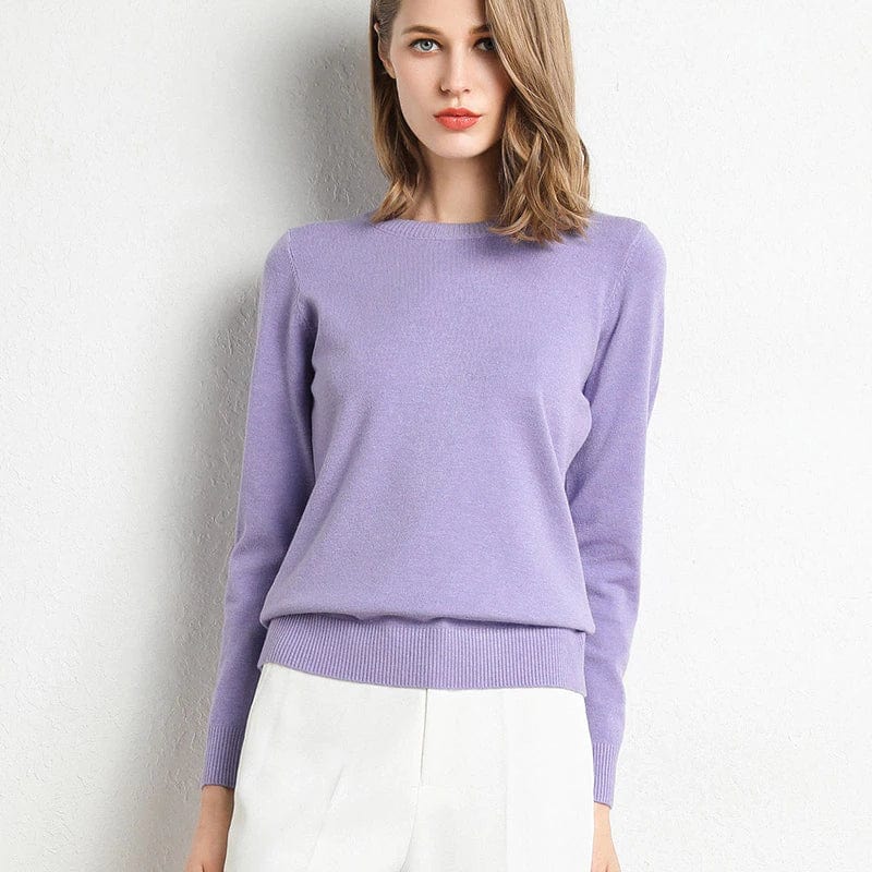 Lia | Ladies classic cashmere sweater with round neckline