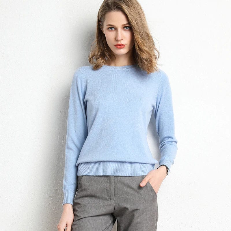 Lia | Ladies classic cashmere sweater with round neckline