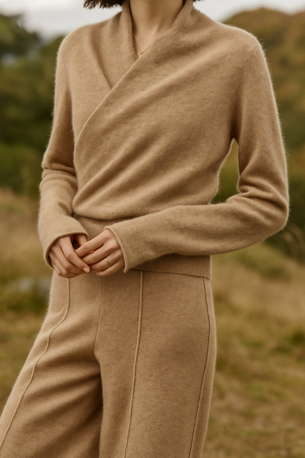 Women’s Cashmere Wrap Sweater – Soft Crossover Knit for Effortless Elegance