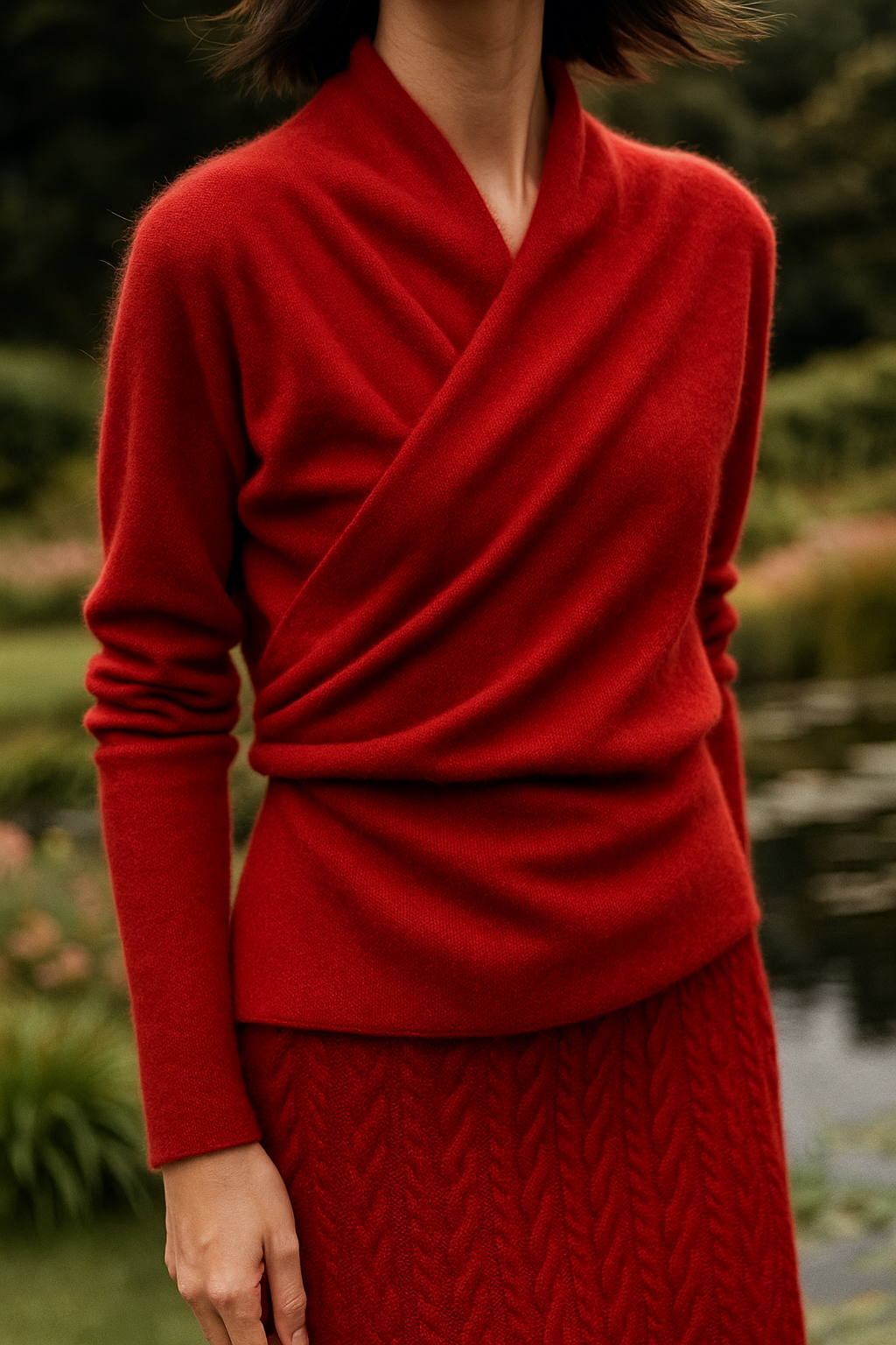 Women’s Cashmere Wrap Sweater – Soft Crossover Knit for Effortless Elegance