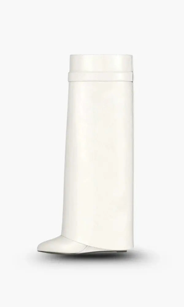 AURELIA | Knee-High Wedge Boots with Glossy Finish