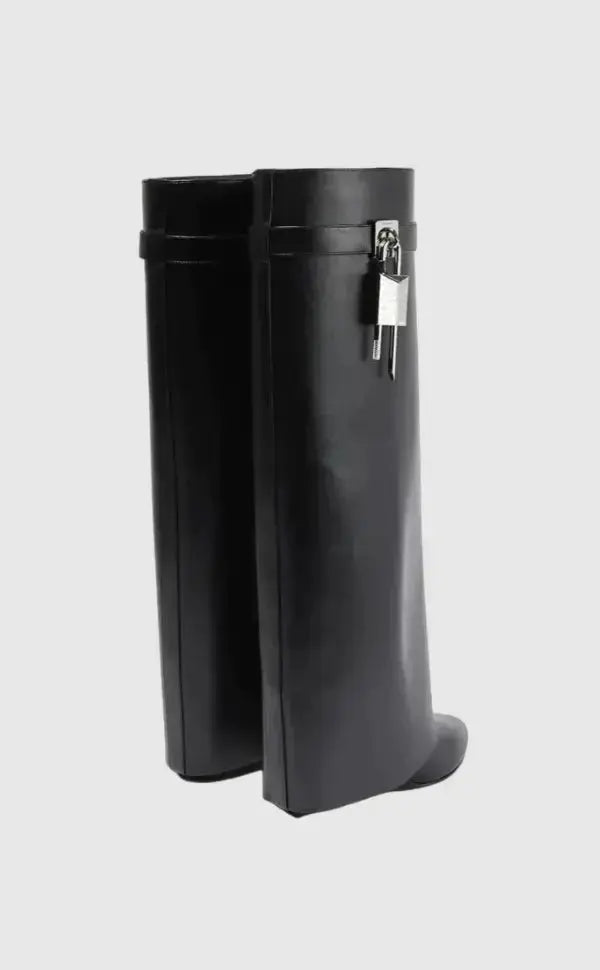 AURELIA | Knee-High Wedge Boots with Glossy Finish
