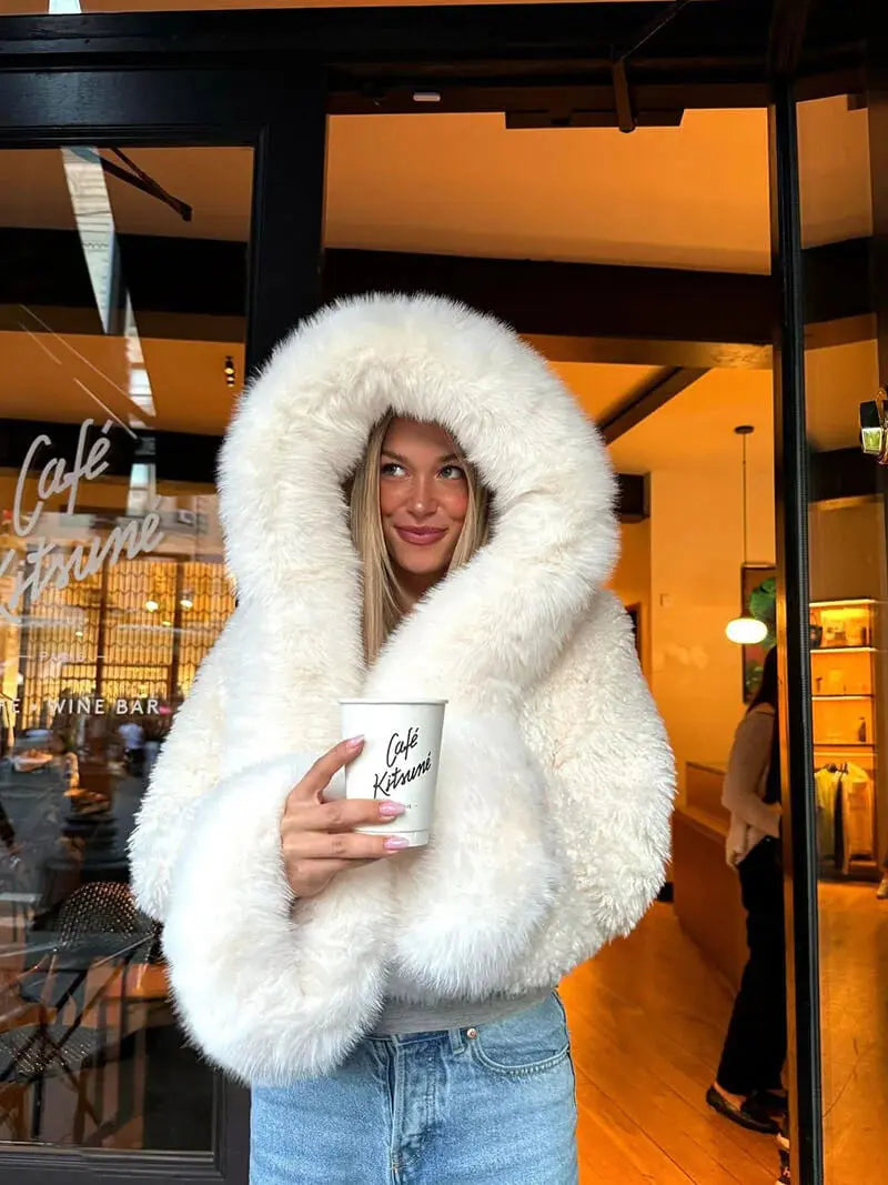LUNARA | Oversized Hooded Faux Fur Coat for Winter Styling