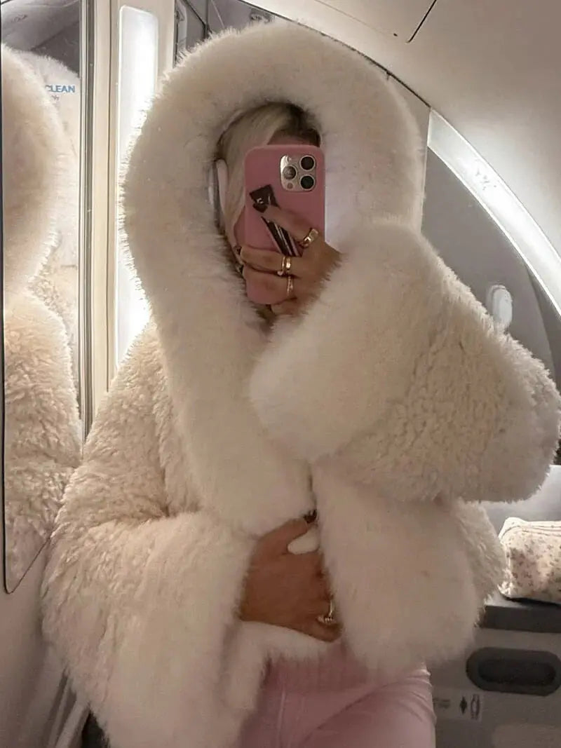 LUNARA | Oversized Hooded Faux Fur Coat for Winter Styling
