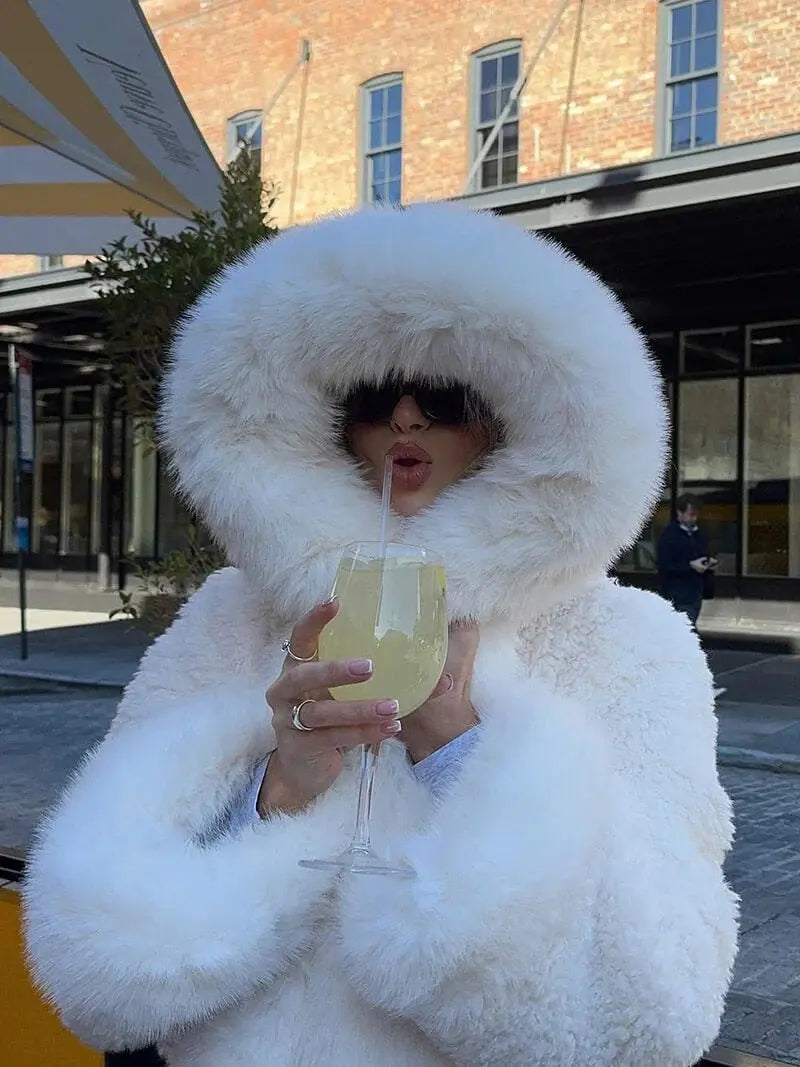 LUNARA | Oversized Hooded Faux Fur Coat for Winter Styling