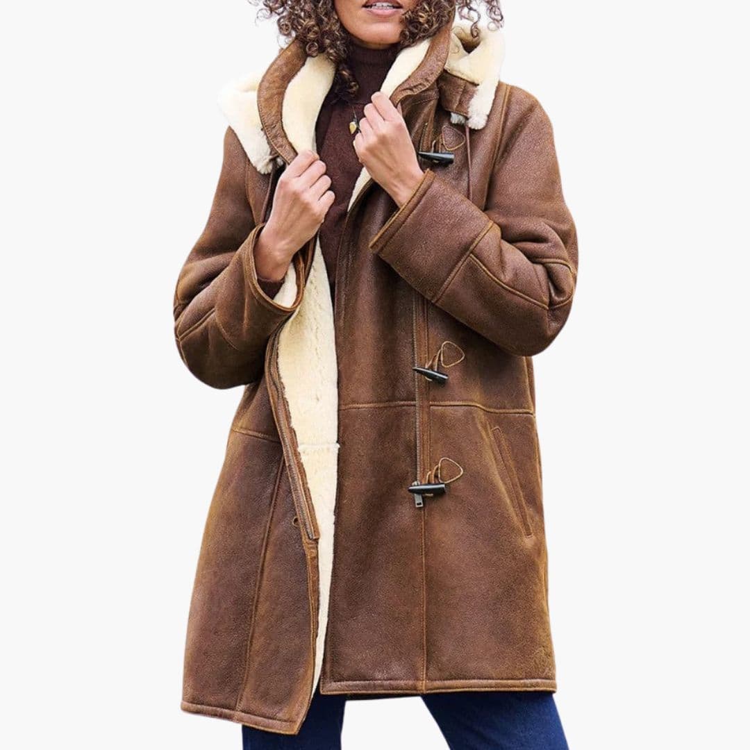 Hooded Toggle Long Coat for Women