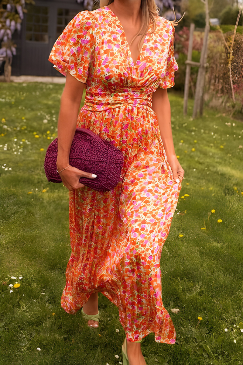 Marinilla | Women’s Floral Maxi Dress with V-Neck