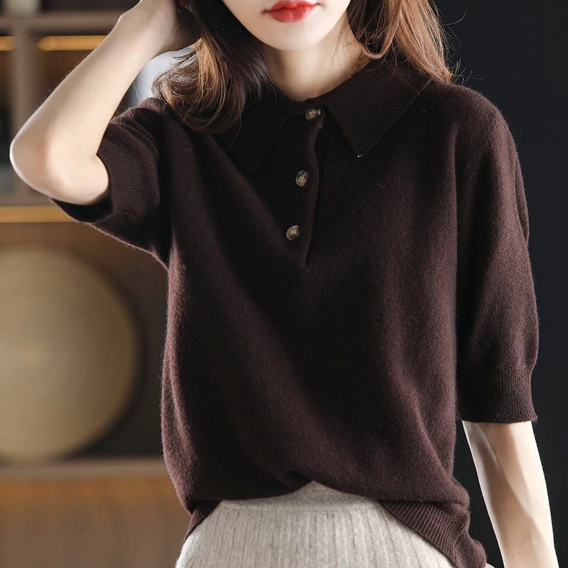 Merino Wool Polo Sweater – Soft Knit Button-Up Sweater for Smart Casual Wear