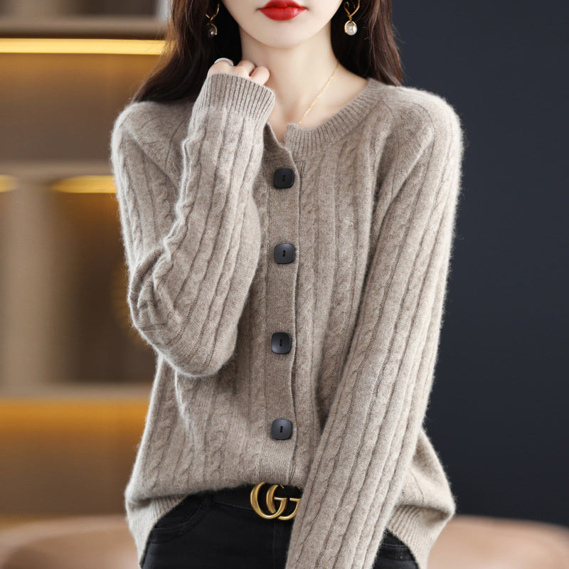 Cable Knit Cardigan for Women – Lightweight Acrylic Blend Button-Front Layer for Smart & Casual Wear