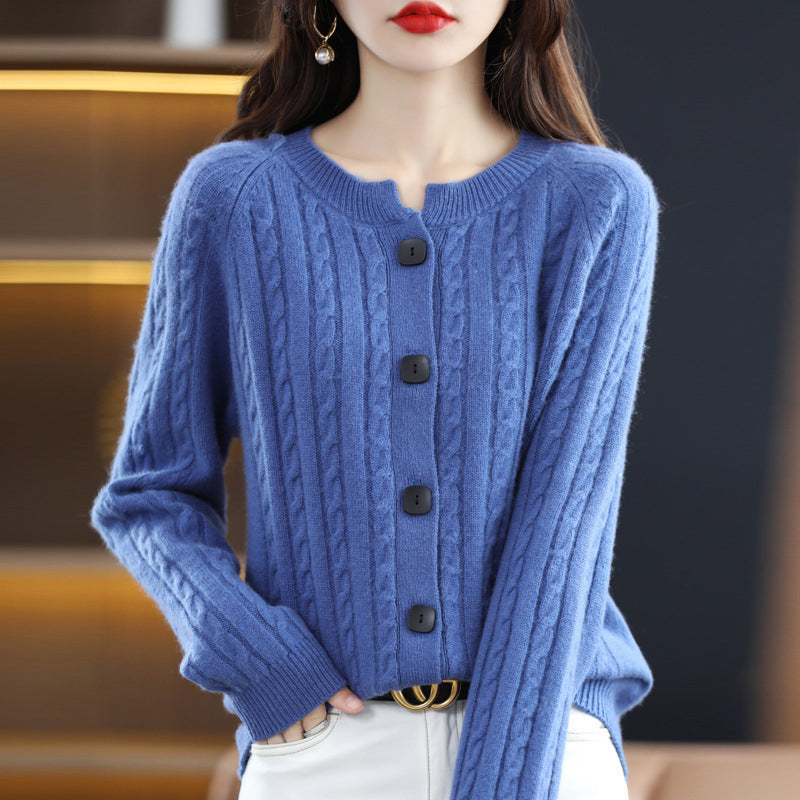 Cable Knit Cardigan for Women – Lightweight Acrylic Blend Button-Front Layer for Smart & Casual Wear