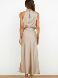 Mira Women's Satin Dress - Elegant Sleeveless Maxi Dress with Shimmering Finish and Feminine Cut