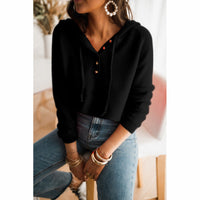 Hooded sweatshirt for women - Relaxed fit - Robust material - Embossed details - Hood with drawstring