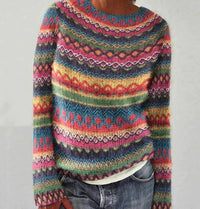 Margaret | Warm Multicolored Striped Winter Sweater for Women