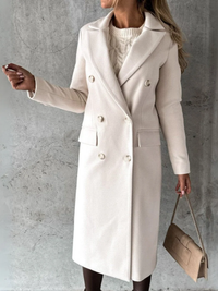 Double-Breasted Long Coat – Elegant Winter Warmth & Timeless Design