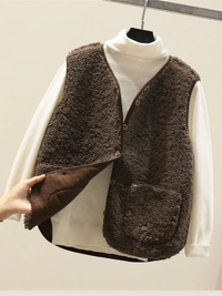 Soft Fleece Vest Women – Lightweight Teddy Gilet with Pockets