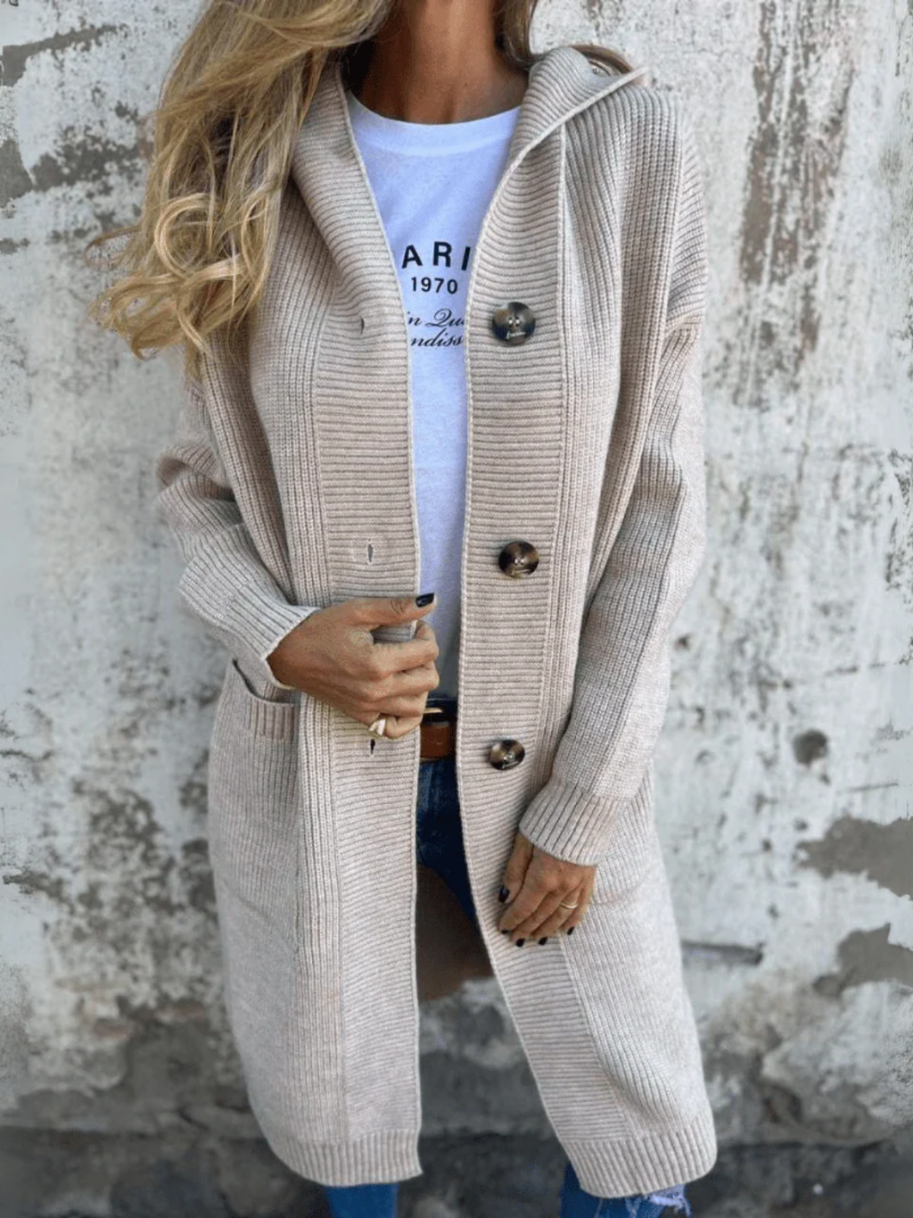Long Knit Cardigan with Buttons – Lightweight Spring Layer for Effortless Style