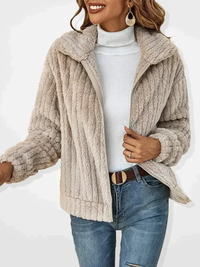 Soft Teddy Fleece Cardigan – Cozy Zip-Up Plush Layer for Effortless Style