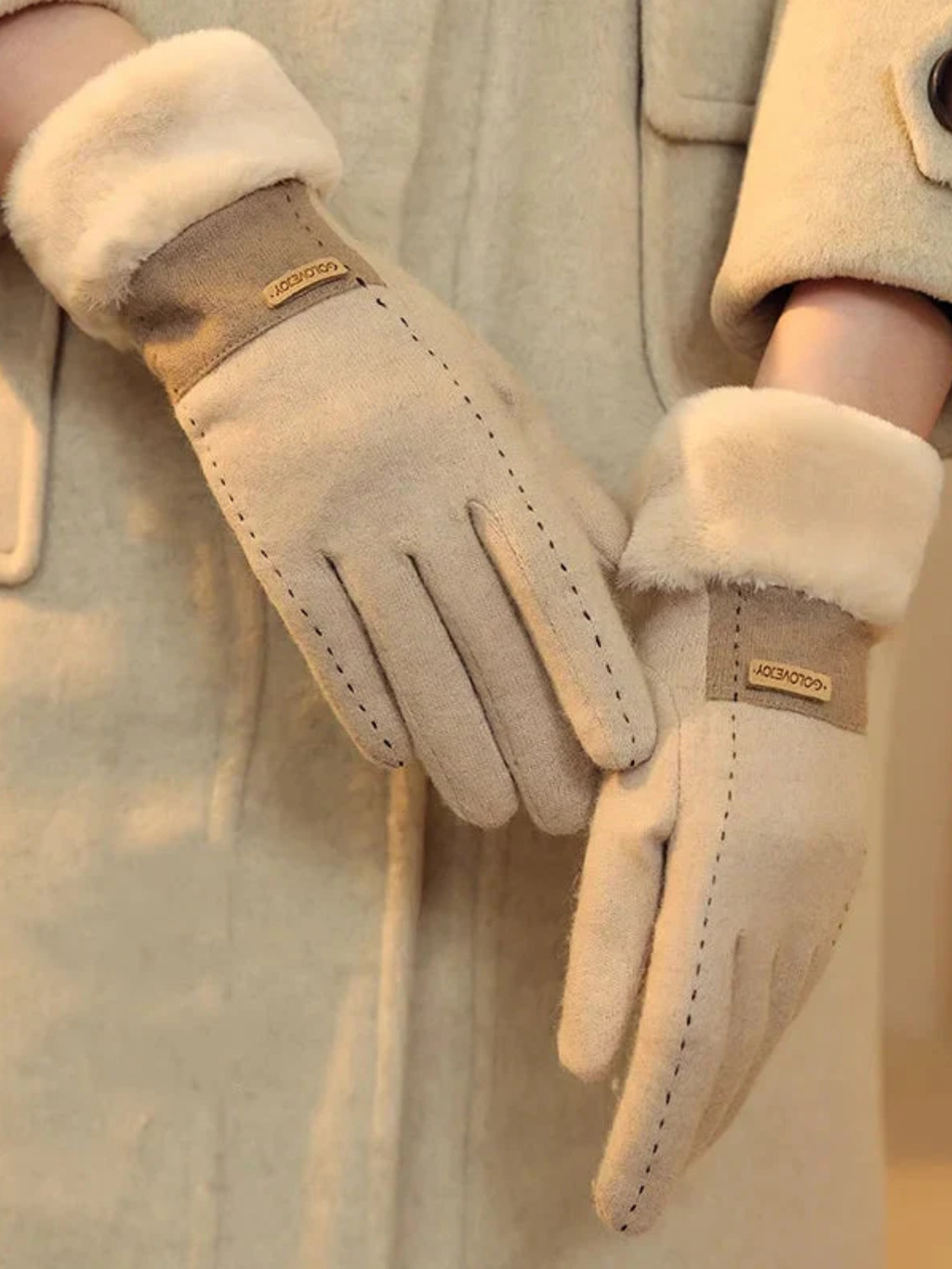Stay Warm in Style with Our Plush Suede Touchscreen Winter Gloves